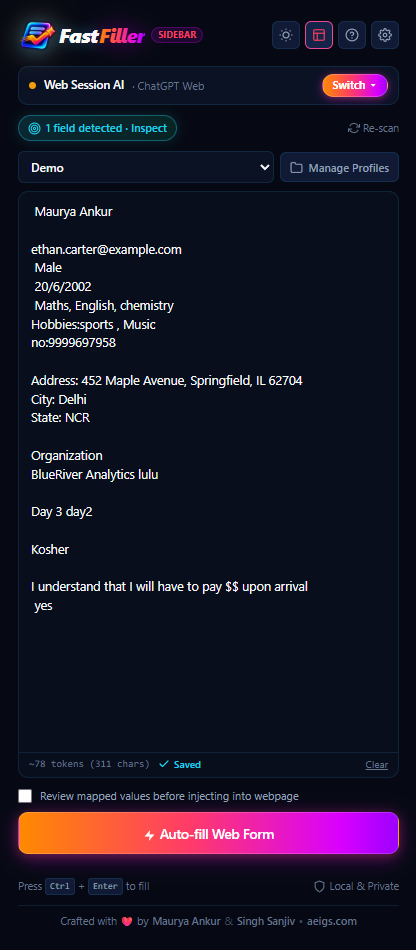 Dark Theme Sidebar