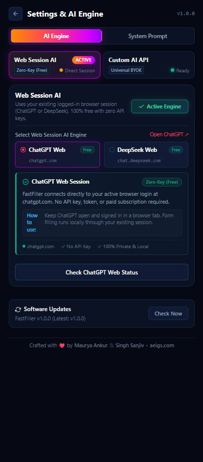 Web Session Setup