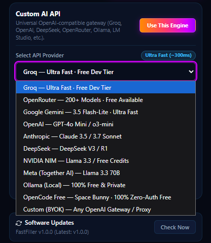 Provider Dropdown