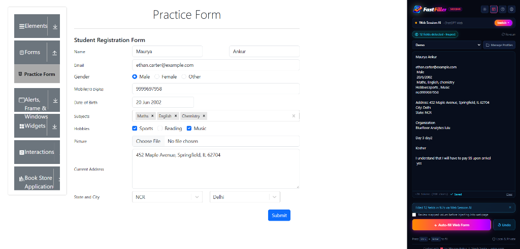 FastFiller Live Autofill in Action